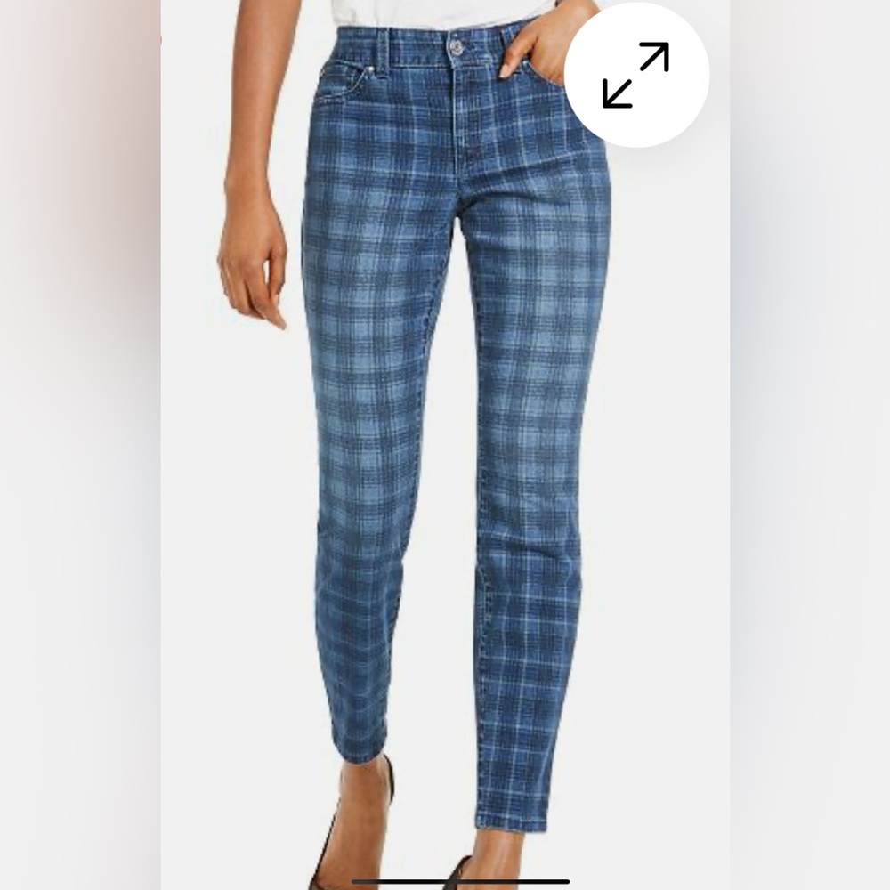 INC Like New Mid-rise Skinny Leg  Blue Plaid Jean
